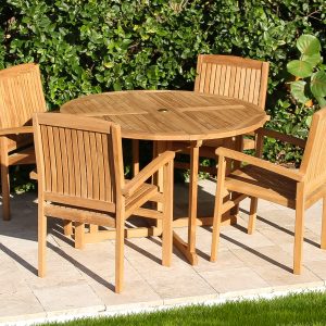 OUTLET CLEARANCE - 48in Gateleg Table & 4 Pacific Armchair Teak Set