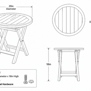 20in Round Folding Side Table Dimensions