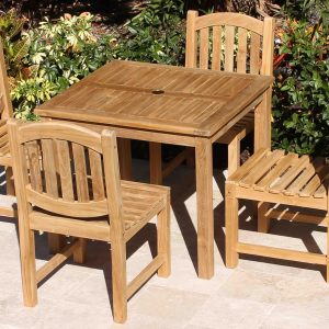 36in Square Table & 4 Java Oval Chair Teak Set