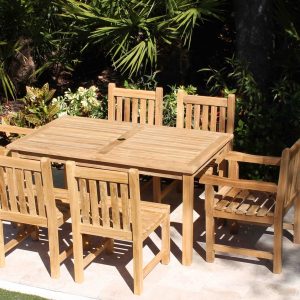 60in Rectangular Table & 6 Java Classic Chairs Teak Set