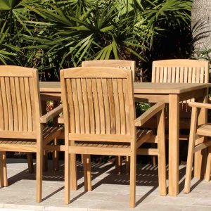 60in Table & Pacific Armchairs - side.