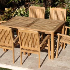 60in Rectangular Table & Pacific Teak Set