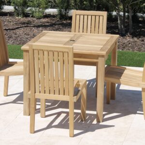 Teak 36in Classic Square Table & 4 Hudson Chairs Set