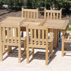 Teak 67in Rectangular Extending Table & 6 Java Classic Chairs