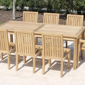Teak 78in Classic Rectangular Table & Hudson Chairs Set