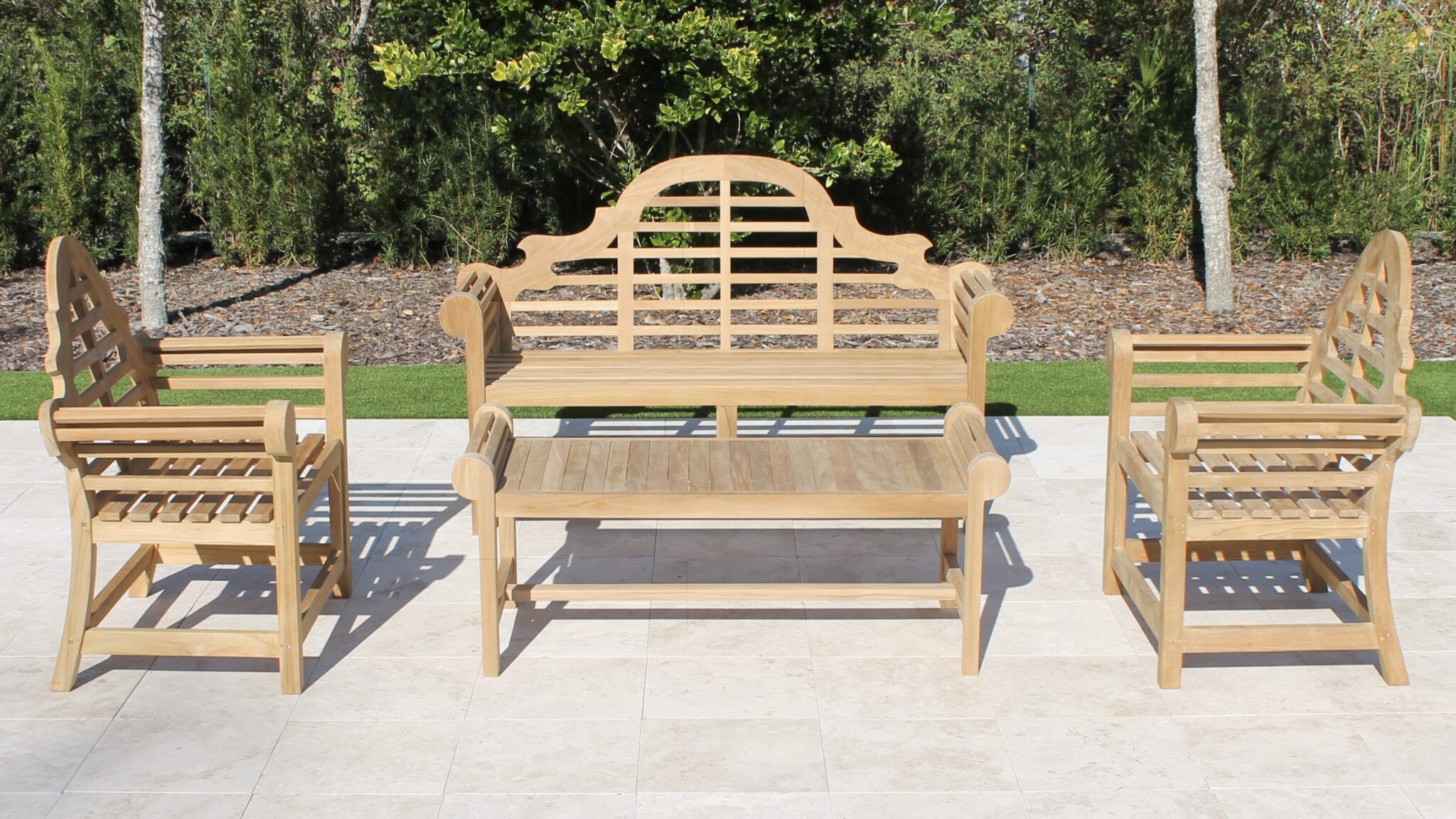 Teak Marlborough Bench & Armchair Sets – Oceanic Teak Furniture