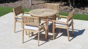 36in Round 4 Leg Table with Cove Armchair Cushion