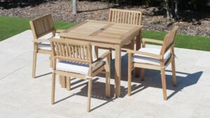 36in Square 4 Leg Table with Cove Armchair Cushion