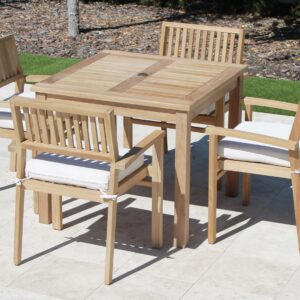 36in Square 4 Leg Table with Cove Armchair Cushion