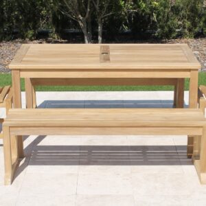 60in Rectangular Table Backless Bench Set with Java Chairs 1