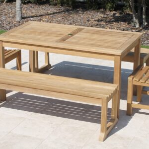 60in Rectangular Table Backless Bench Set with Java Chairs 2