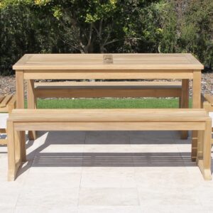 60in Rectangular Table Backless Bench Set with Java Chairs