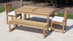 60in Rectangular Table Backless Bench Set with Java Chairs Cushion