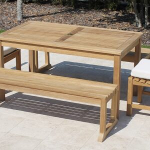 60in Rectangular Table Backless Bench Set with Java Chairs Cushion