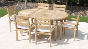 71in Round Double Extension Table with South Beach Cushion
