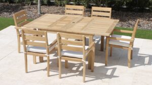 71in Square Double Extension Table with South Beach Cushion