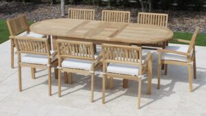 95in Oval Double Extension Table with Cove Cushion