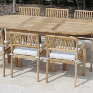 95in Oval Double Extension Table with Cove Cushion