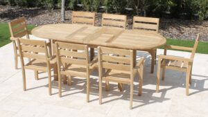 95in Oval Double Extension Table with South Beach 2