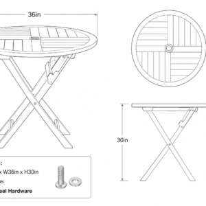 36in Round Folding Dimensions