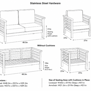 Charleston Loveseat Dimensions