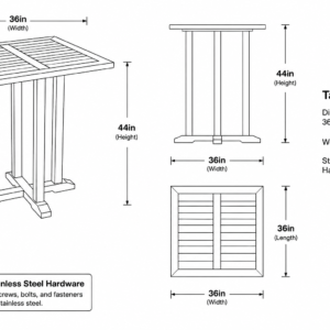 Teak Square Bar Table Dimensions