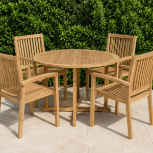 OUTLET CLEARANCE - 48in Gateleg Table & 4 Hampton Armchair Teak Set