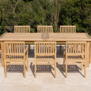 Teak 80in Oval Extending Table & 8 Cove Chairs Set