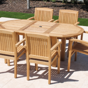 SOLD OUT - OUTLET CLEARANCE - Teak 67in Oval Extending Table & Pacific Chairs Set